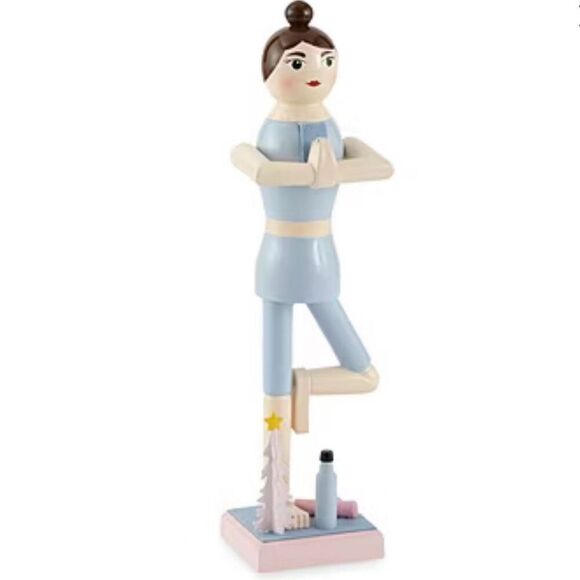Yoga Girl Wood Nutcracker 14” Women Kids Christmas Home Decor New - Picture 1 of 4